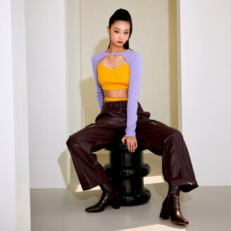 OPEN SLIT LEATHER PANTS_T226BT710