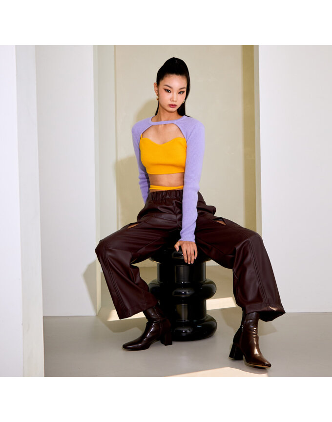 OPEN SLIT LEATHER PANTS_T226BT710