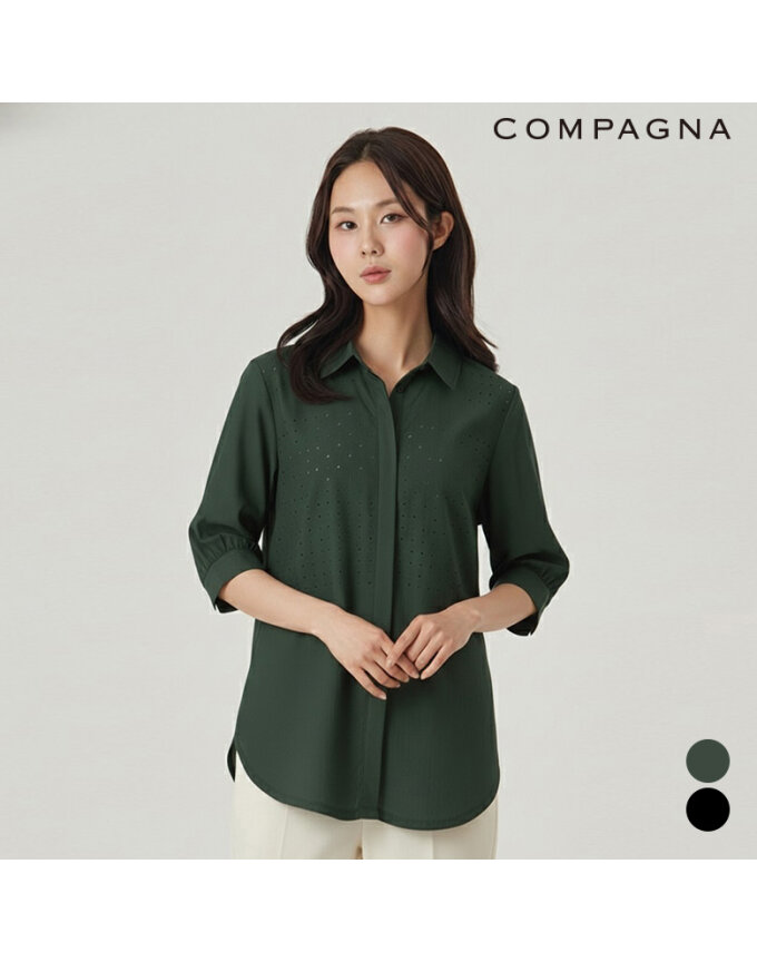 펀칭 카라넥 블라우스_CABF7-WRC900
