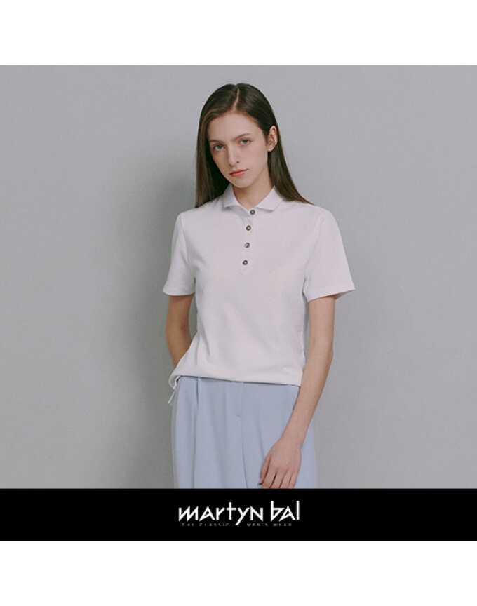 [마틴발] 여성 시어서커 엠보텍스쳐 카라셔츠 (화이트)_WM22-TS203WH