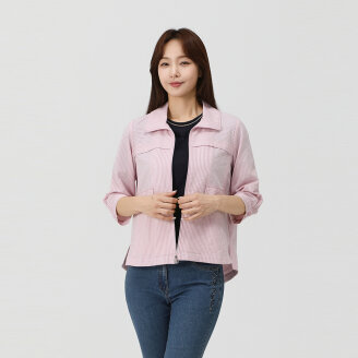 스트라이프 오픈 카라 점퍼_1K41301