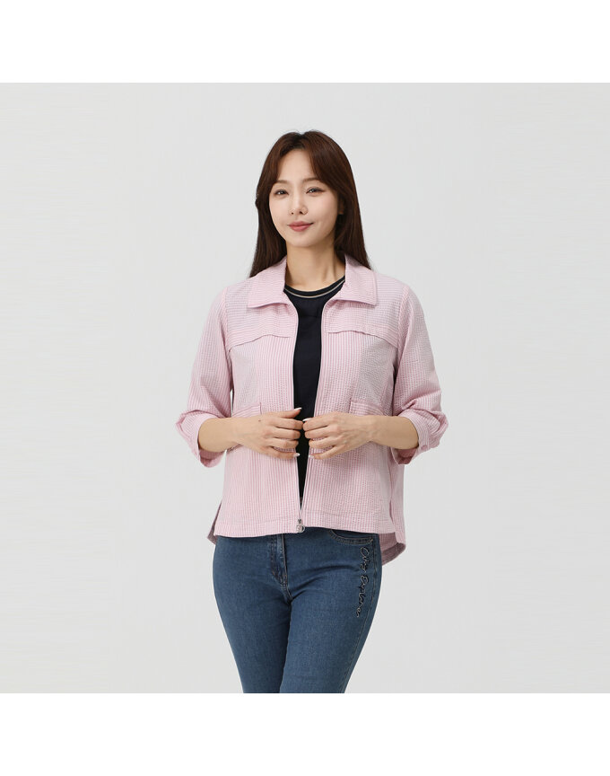 스트라이프 오픈 카라 점퍼_1K41301