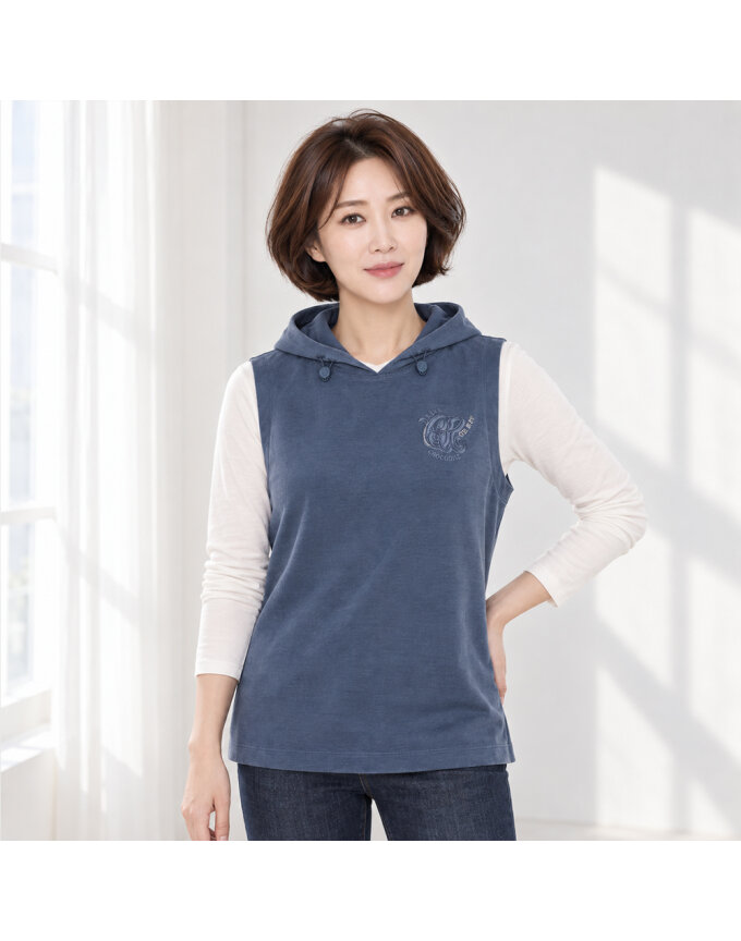 후드 레이어드 찰랑 베스트 CLDWVT203