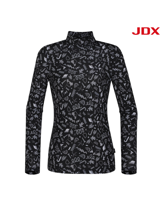 [JDX] 여성 전판 패턴 하이넥 베이스레이어(X2TLV6456BK)