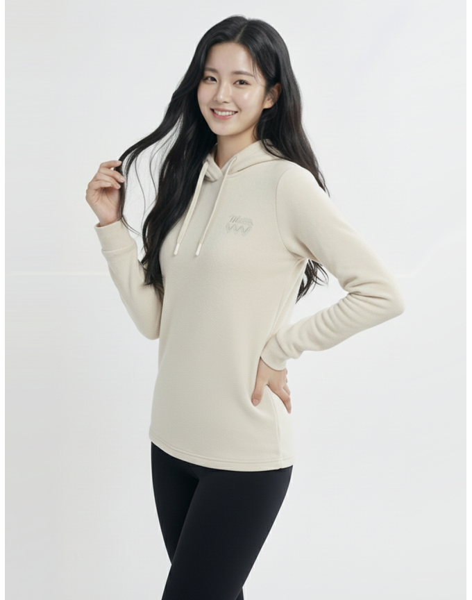 콜핑 여성 기모 긴팔 후드 티셔츠 보온 엉덩이 덮는 기장 2144TK305W