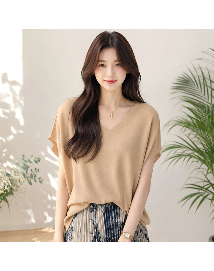 [귈림] 솔리드 브이넥 민소매 니트(G5MKN015P)