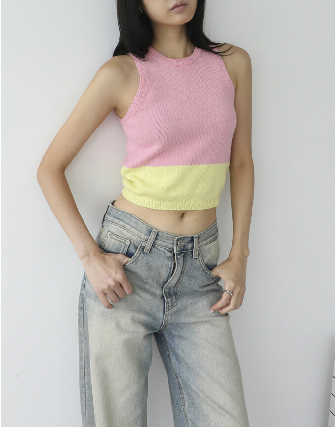TG COLOR BLOCK SLEEVELESS KNIT TANK_T316TP112