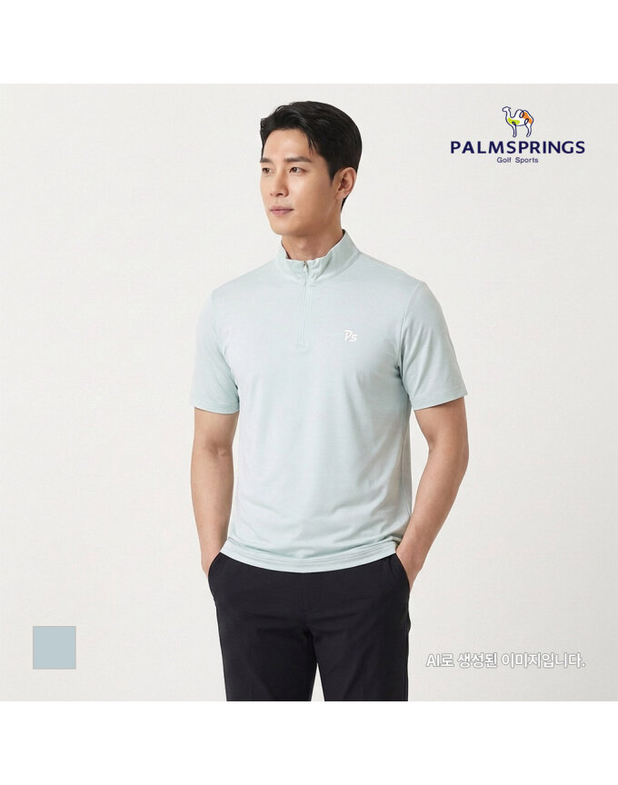 [팜스프링스] 남성 집업 반팔 티셔츠_STZM232191