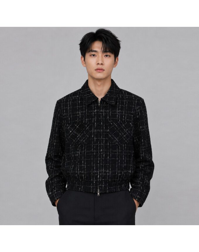 남성 크롭 트위드 집업 자켓 NUI-JUA-LUXY