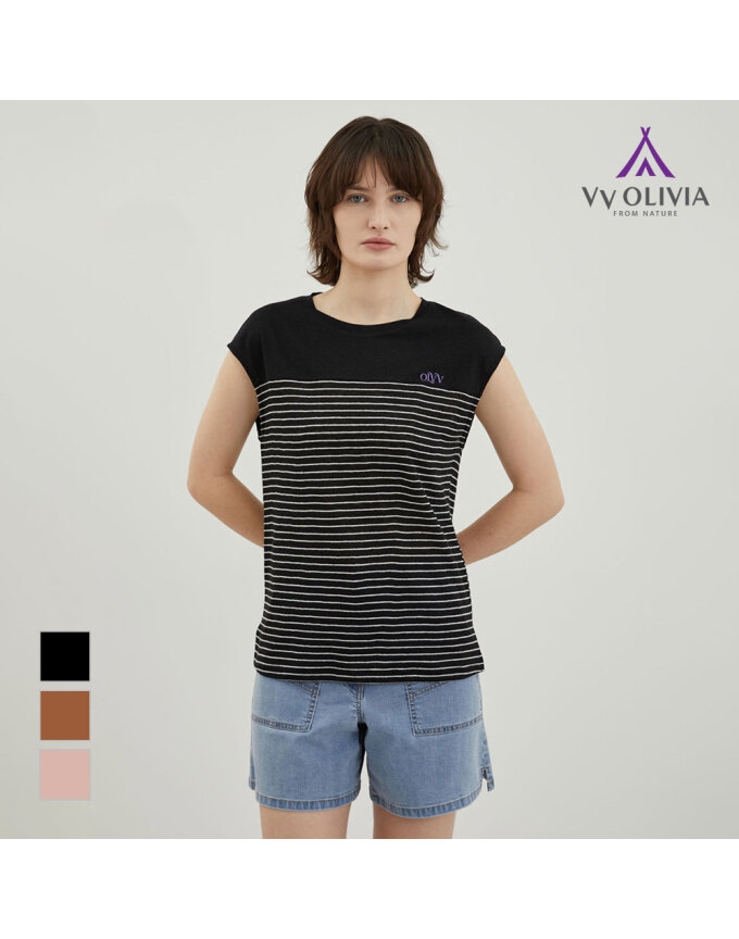 [VVOLIVIA] 린넨 스트라이프 배색 나시_VVBAN4M4171