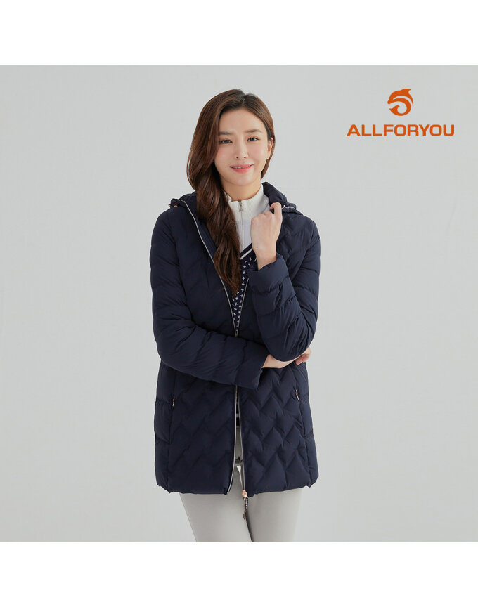 [올포유] [모델착장] 여성 후드 탈부착 핫멜팅 구스 다운 점퍼 AWDJL9361-915_G