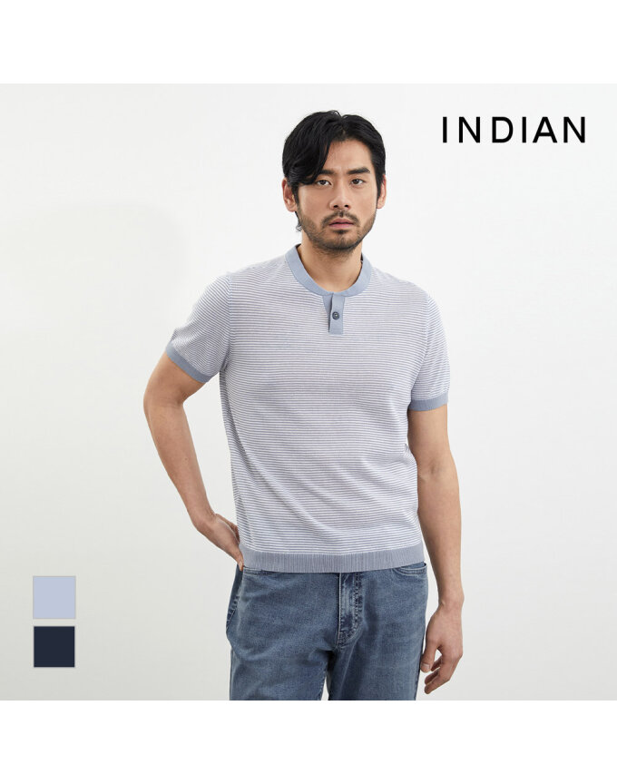 [INDIAN] 잔스트라이프 헨리넥 니트_MITBR4M3111