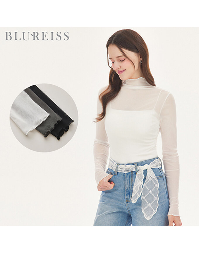 웨이브 모크넥 시스루 티셔츠_BI5S1TS6711