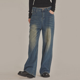 BUCKLE BACK WIDE-LEG JEANS_T423DE400