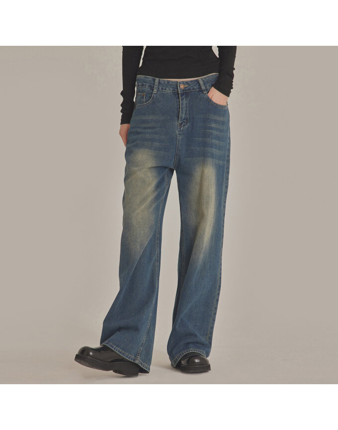 BUCKLE BACK WIDE-LEG JEANS_T423DE400