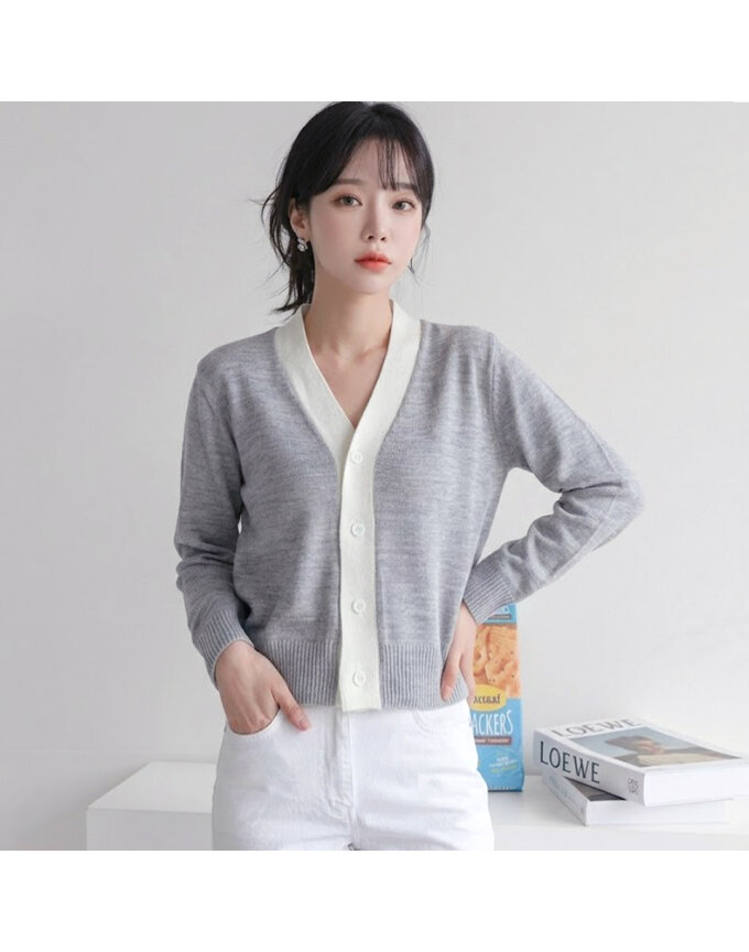 [모델리스트] 델핀 배색 가디건 (MESCD106)