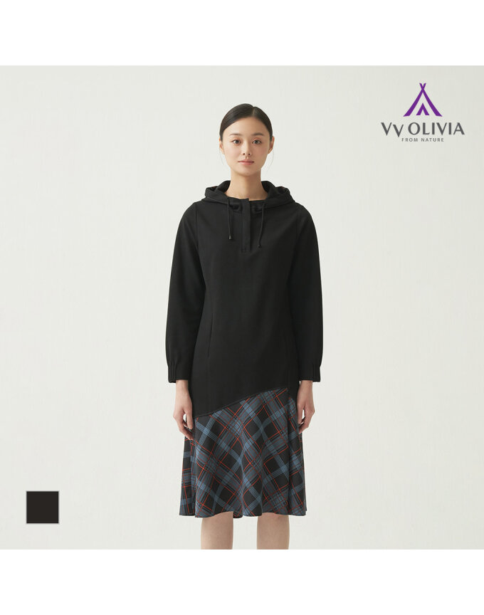 [VVOLIVIA] 체크배색 후드 원피스_VVCOAYS2151