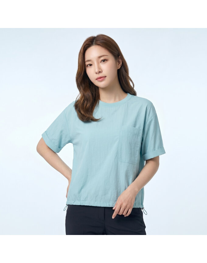 [올포유] 여성 포켓 포인트 반팔 티블라우스 ALBLN6226-830