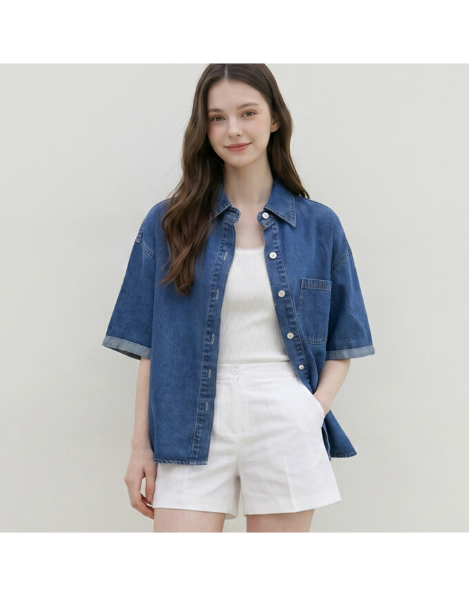 KARRA 세미루즈데님카라셔츠_A6M0809