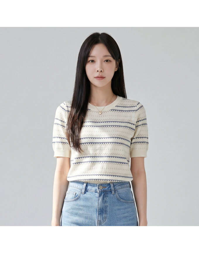 KARRA 미니플라워라인니트_A4M1036