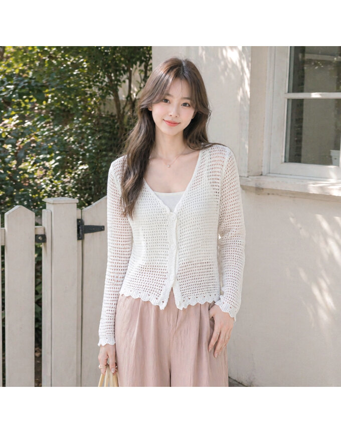 [귈림] 메쉬 짜임 니트 브이넥 가디건(G6MCD002P)