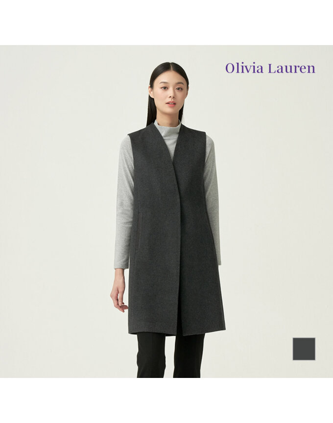 [OLIVIA LAUREN] 스웨이드 배색 포인트 베스트_VOCQCXW9341