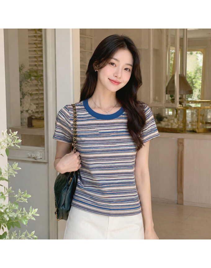 [귈림] 캐주얼 멀티 스트라이프 반팔 티셔츠(G6MTS012P)