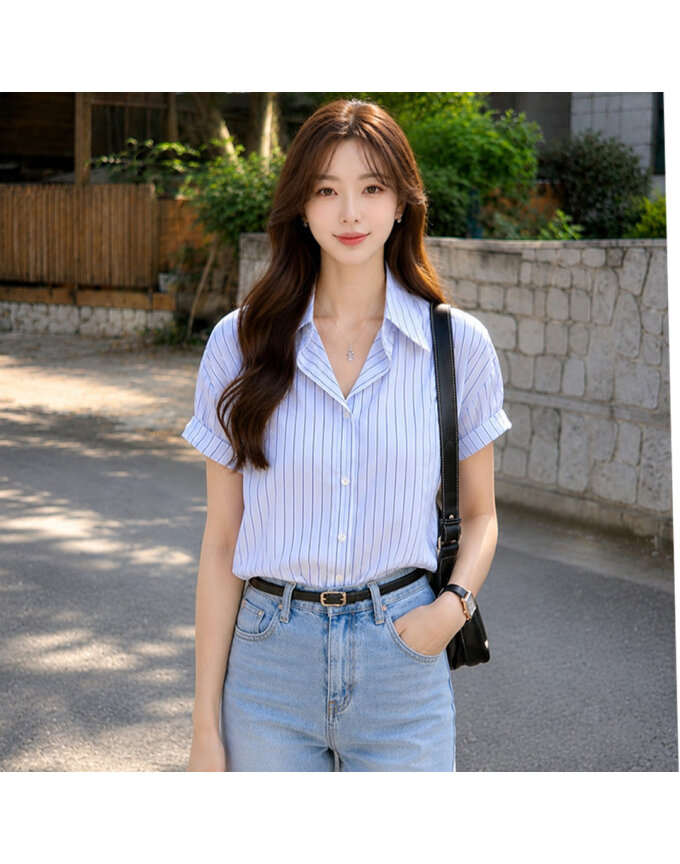[귈림] 스트라이프 롤업 반팔 셔츠(G6MBL145P)