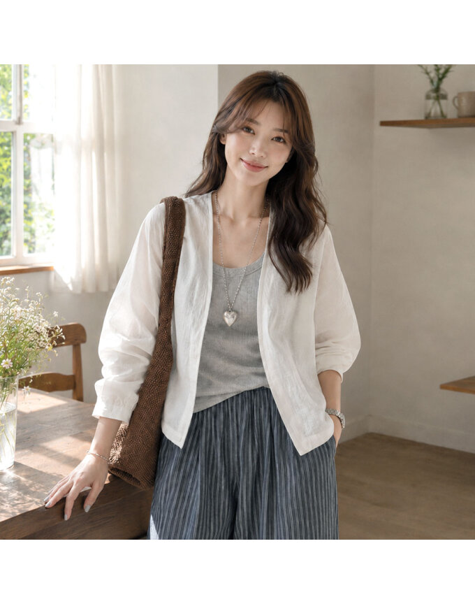 [귈림] 노카라 루즈핏 린넨터치 오픈 자켓(G6MJK014P)