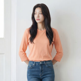 헤리티지 실켓 7부 라운드 티셔츠_1LB5331