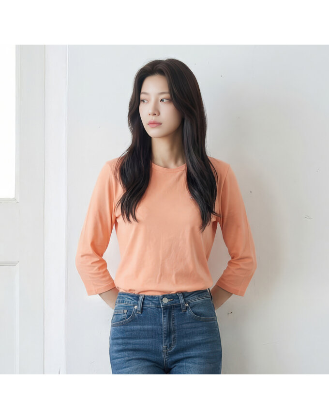 헤리티지 실켓 7부 라운드 티셔츠_1LB5331