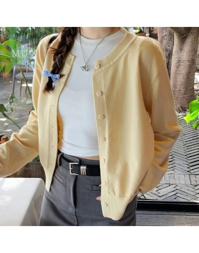 여성 데일리 라운드넥 간절기 니트 가디건 WDMS-WCD-TS14535097