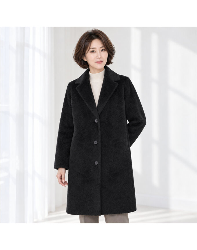 헤어리 싱글 롱 코트 안감 누빔 HCDWCT104