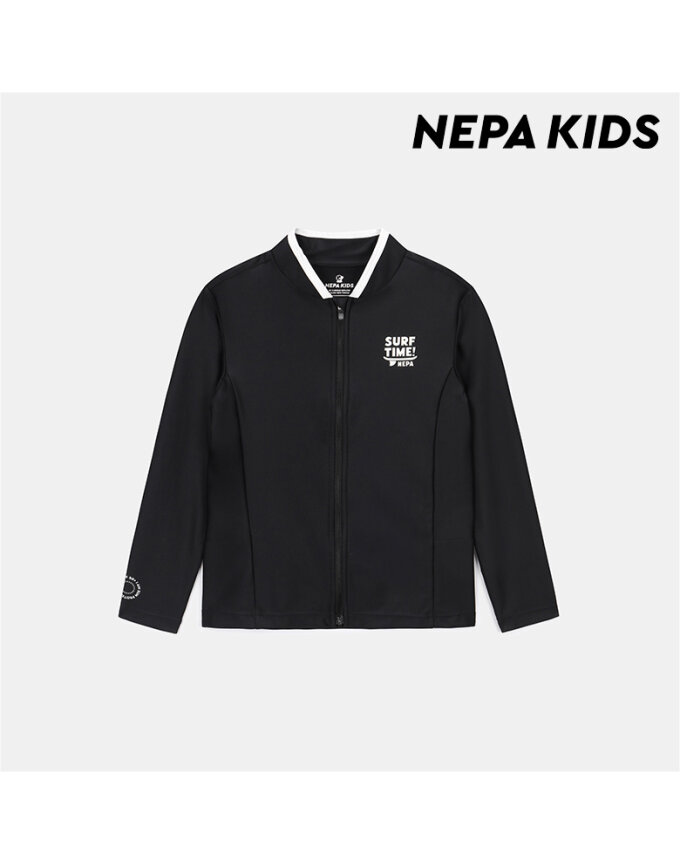(키즈)시크블랙 래시가드 집업탑_KKD3017_C01