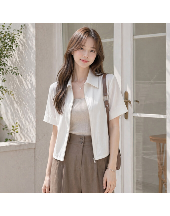 [귈림] 카라넥 지퍼 반팔 셔츠 자켓(G6MJK016P)